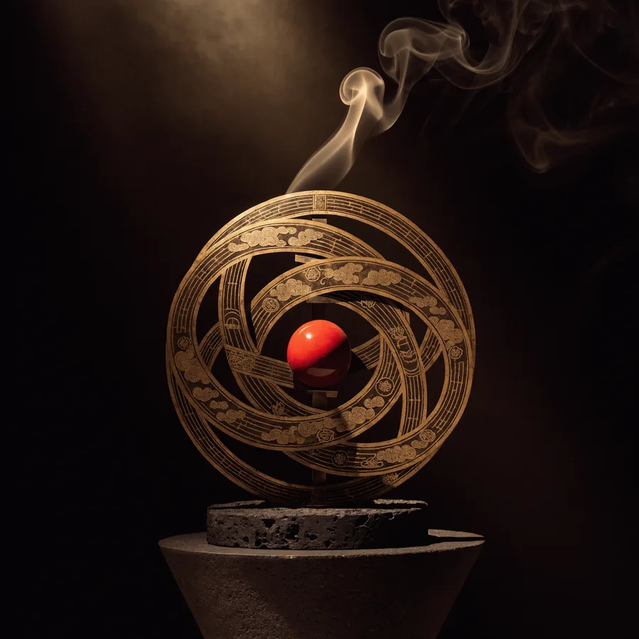 黃道銅環星盤，同心環相互穿套
